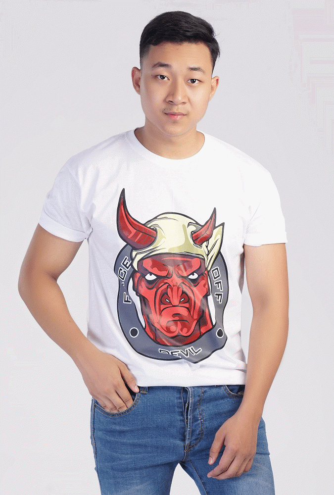 Devil Design Printed T-shirt(White)